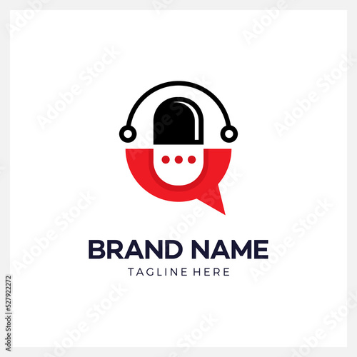 Chat bubble capsule logo design illustration