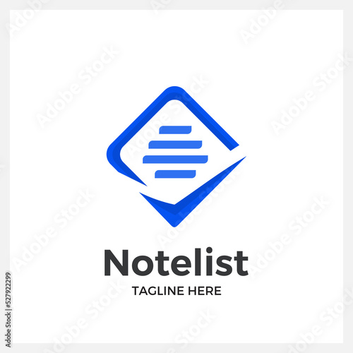 logo note with check symbol for business and other company