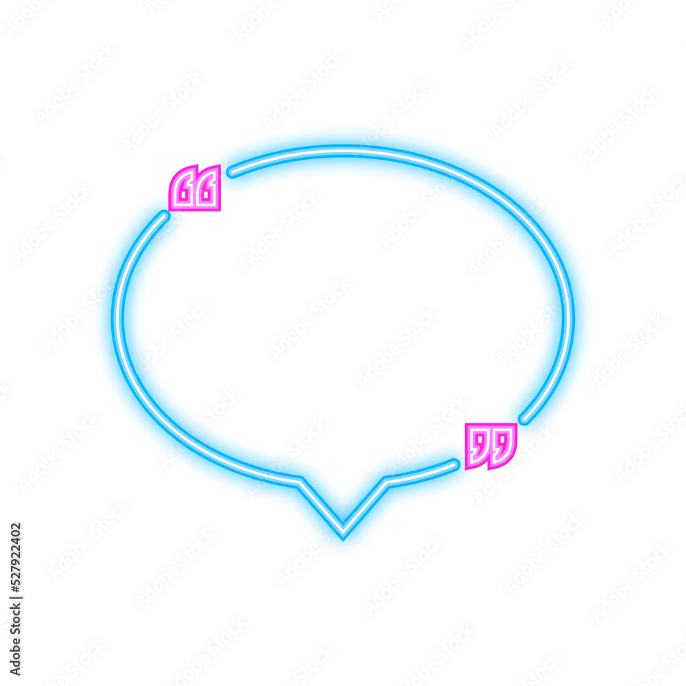 Quote neon sign. Vector Neon Quote Box, Shining on Blue Background. Vector illustration Quote neon sign. Vector Neon Quote Box, Shining on Blue Background. Vector illustration