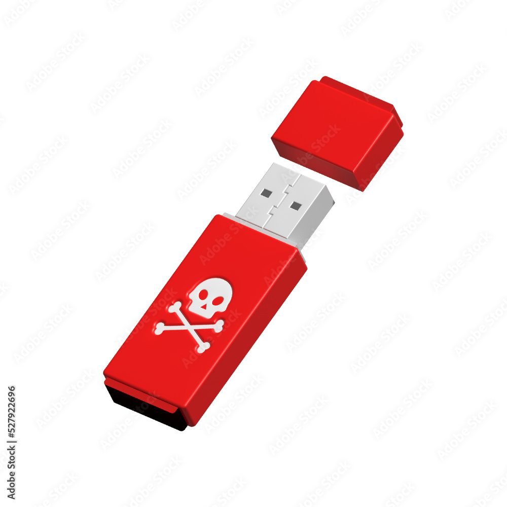 Computer virus on usb flash card in hands. Virus protection. 3D stock  illustration Stock Illustration | Adobe Stock