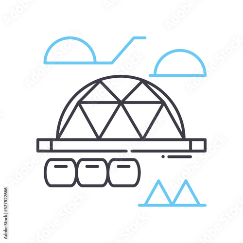 life dome planet base line icon, outline symbol, vector illustration, concept sign