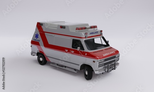 3d illustration, ambulance, gray background 3d rendering.