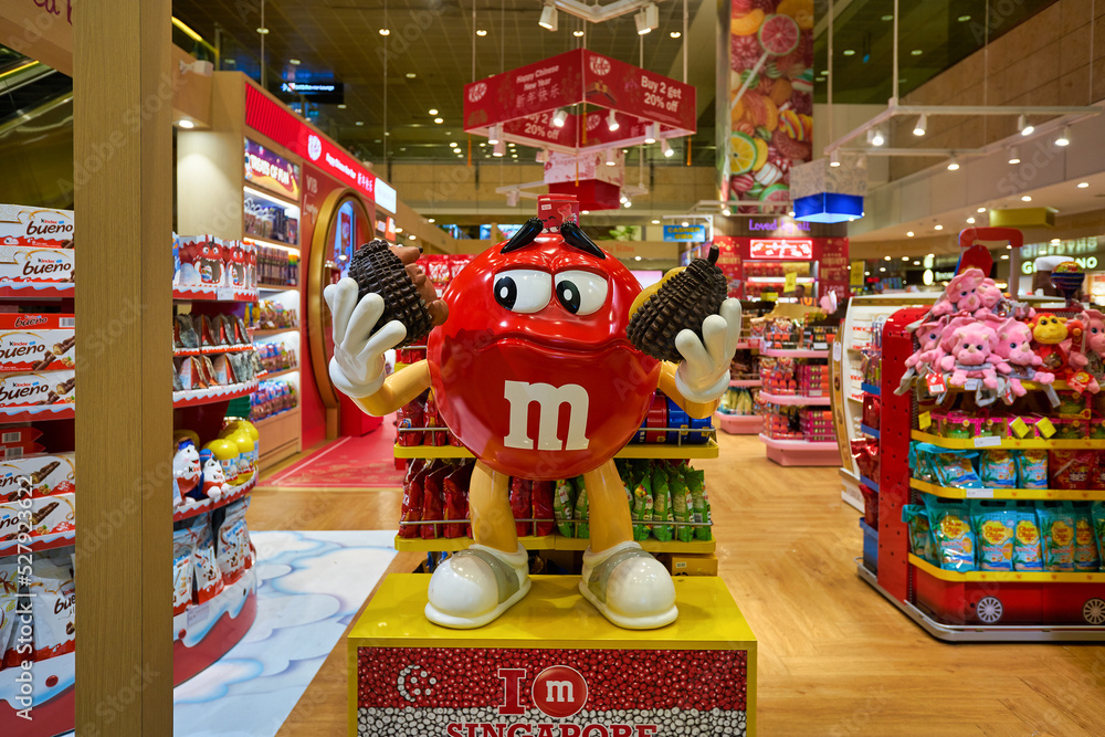 SINGAPORE - CIRCA JANUARY, 2020: M and M candy red character on display