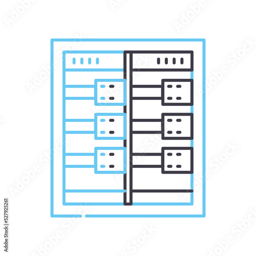 mainframe computer server line icon, outline symbol, vector illustration, concept sign