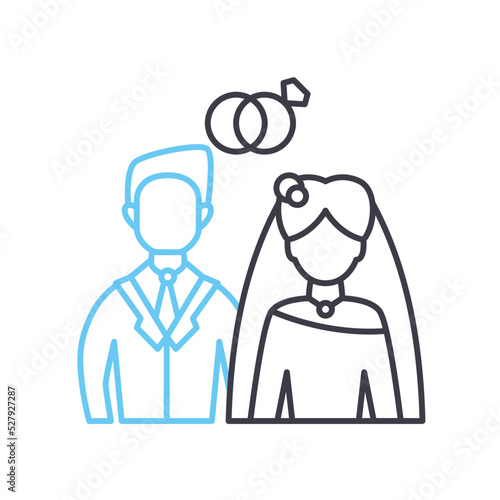 marriage line icon, outline symbol, vector illustration, concept sign