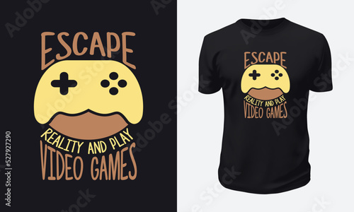 Video Gaming T shirt Design Vector Graphic Illustration for Print on Demand Site and Tees Business