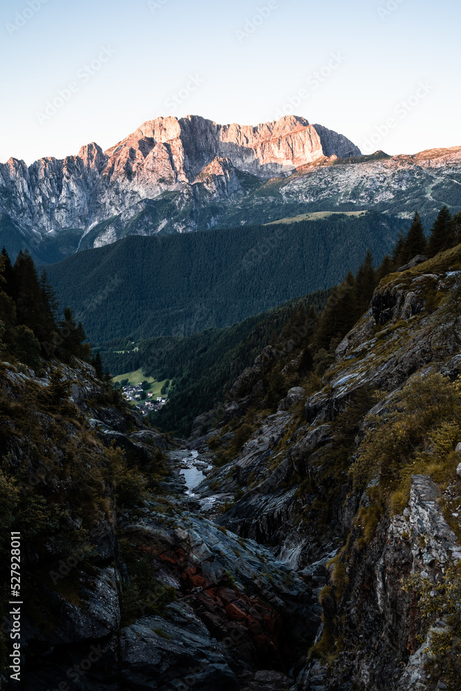 View on Mount Presolana near the Gleno Dam, in the Orobie Alps