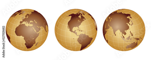 set of globe grid earth planet or sphere wire frame isolated. eps vector