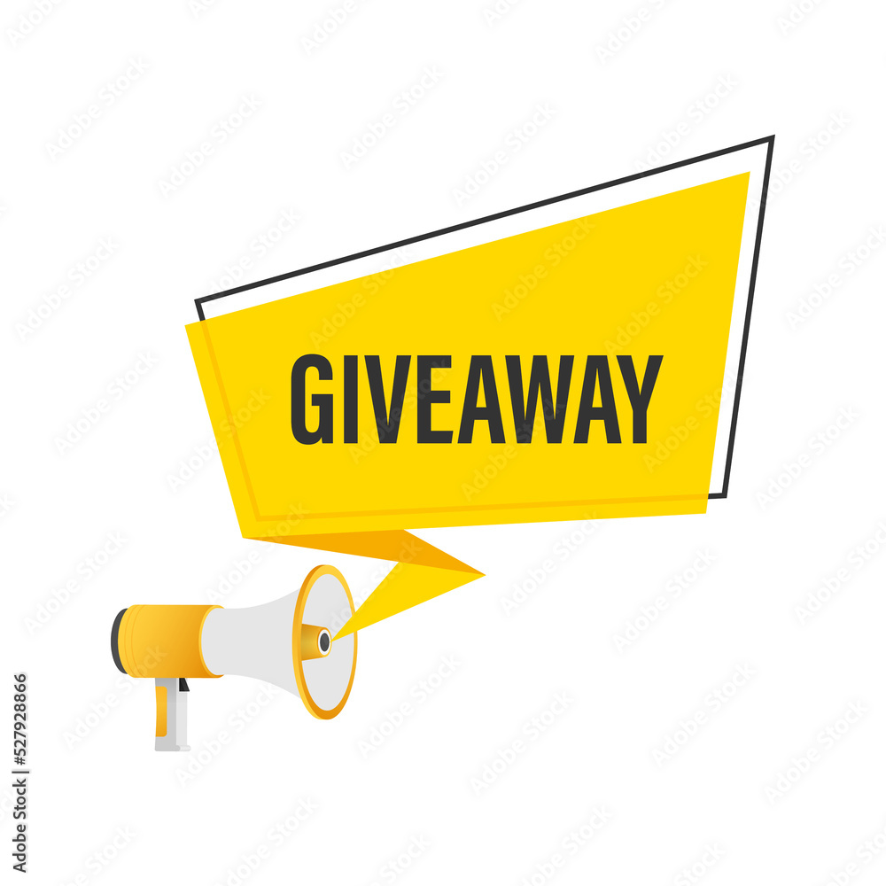 Modern Flat Style Template With Giveaway Megaphone For Banner Design