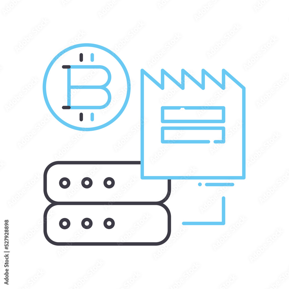 mining factory line icon, outline symbol, vector illustration, concept sign mining factory line icon, outline symbol, vector illustration, concept sign
