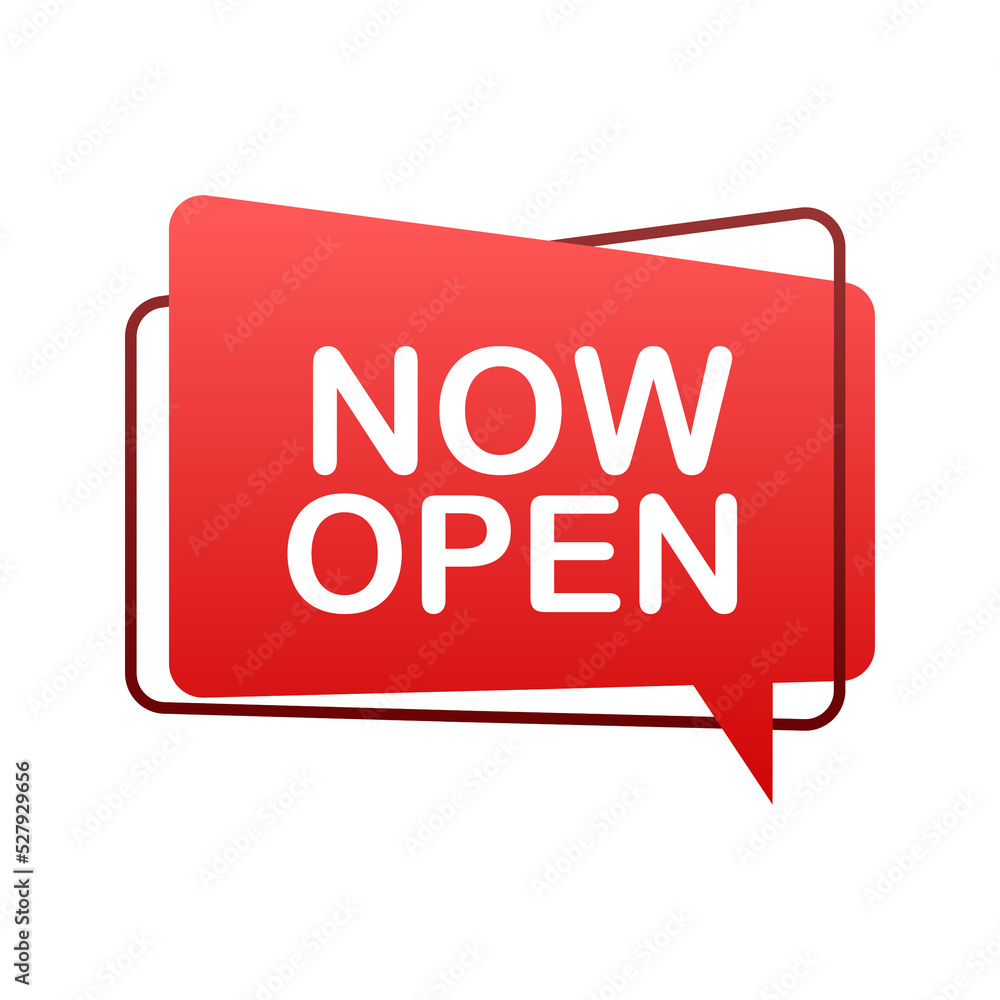 Megaphone with now open. Megaphone banner. Web design. Vector stock illustration Megaphone with now open. Megaphone banner. Web design. Vector stock illustration