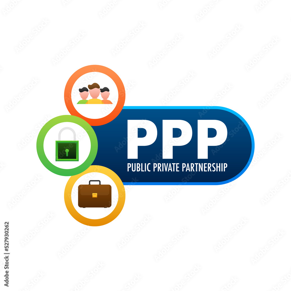 PPP - Public private partnership. Online market. Safe finance investment. Vector stock illustration. PPP - Public private partnership. Online market. Safe finance investment. Vector stock illustration.