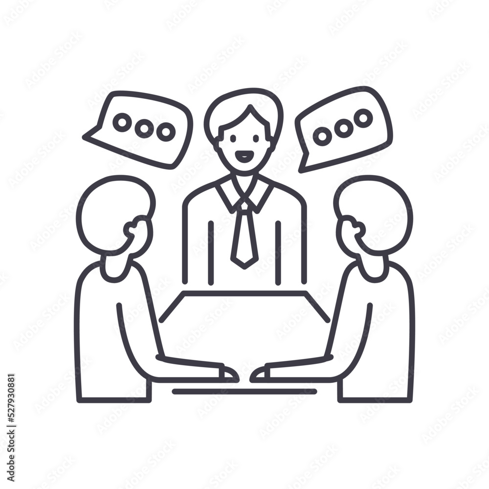 meeting line icon, outline symbol, vector illustration, concept sign meeting line icon, outline symbol, vector illustration, concept sign