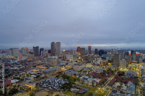 Downtown New Orleans, Louisiana skyline at sunset