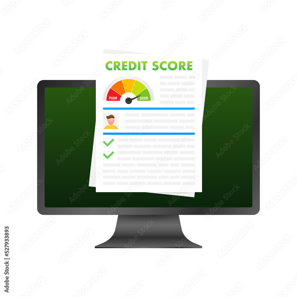 Credit score document. Paper sheet chart of personal credit score information. Vector stock illustration Credit score document. Paper sheet chart of personal credit score information. Vector stock illustration