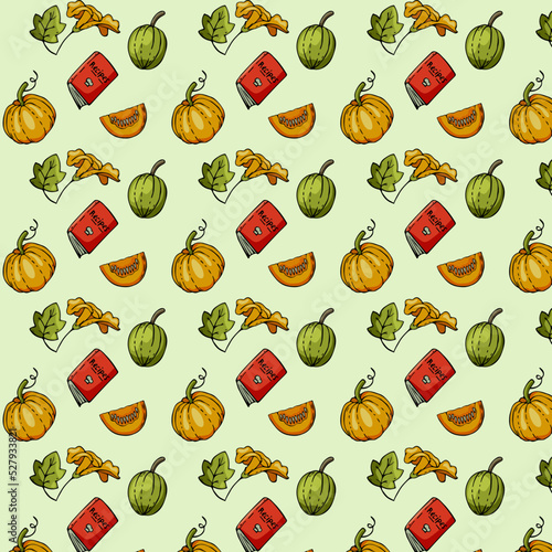 seamless pattern with recipes pumpkin