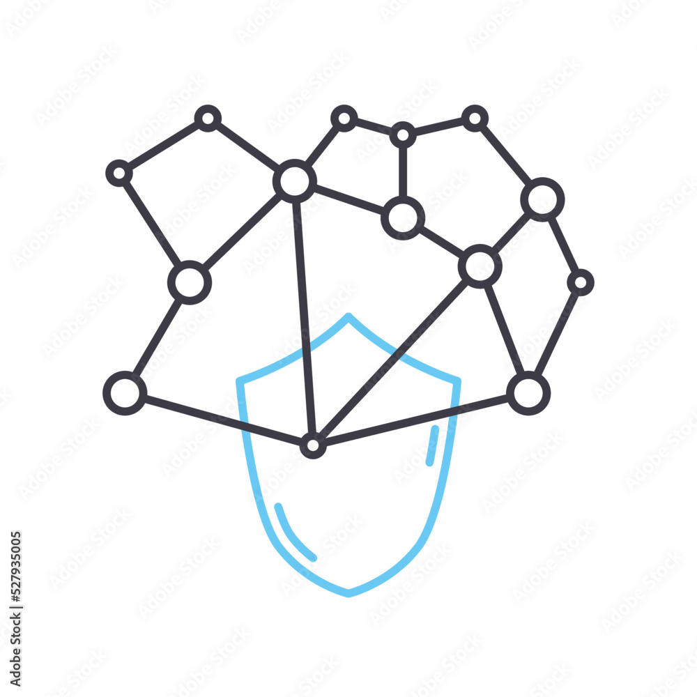 network shield line icon, outline symbol, vector illustration, concept sign network shield line icon, outline symbol, vector illustration, concept sign