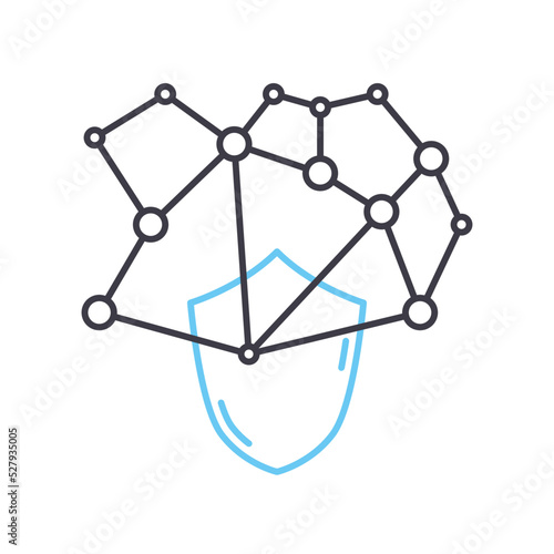 network shield line icon  outline symbol  vector illustration  concept sign