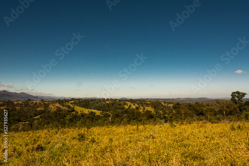Landscape of a pasture and horizon at Brumadinho  State of Minas Gerais  Brazil.