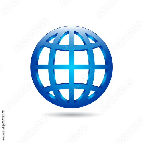 Globe Web Internet Icon 3d Render Vector Illustration Isolated on White