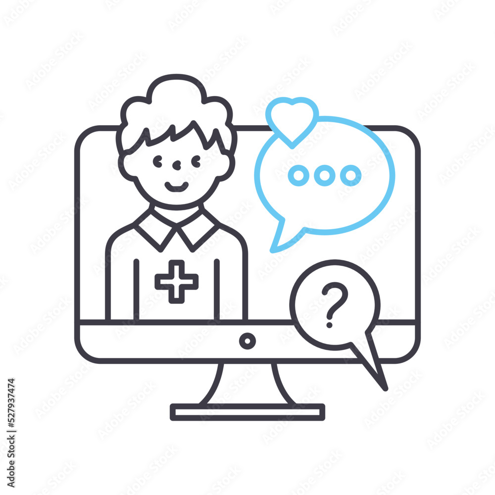 online counceling line icon, outline symbol, vector illustration, concept sign online counceling line icon, outline symbol, vector illustration, concept sign