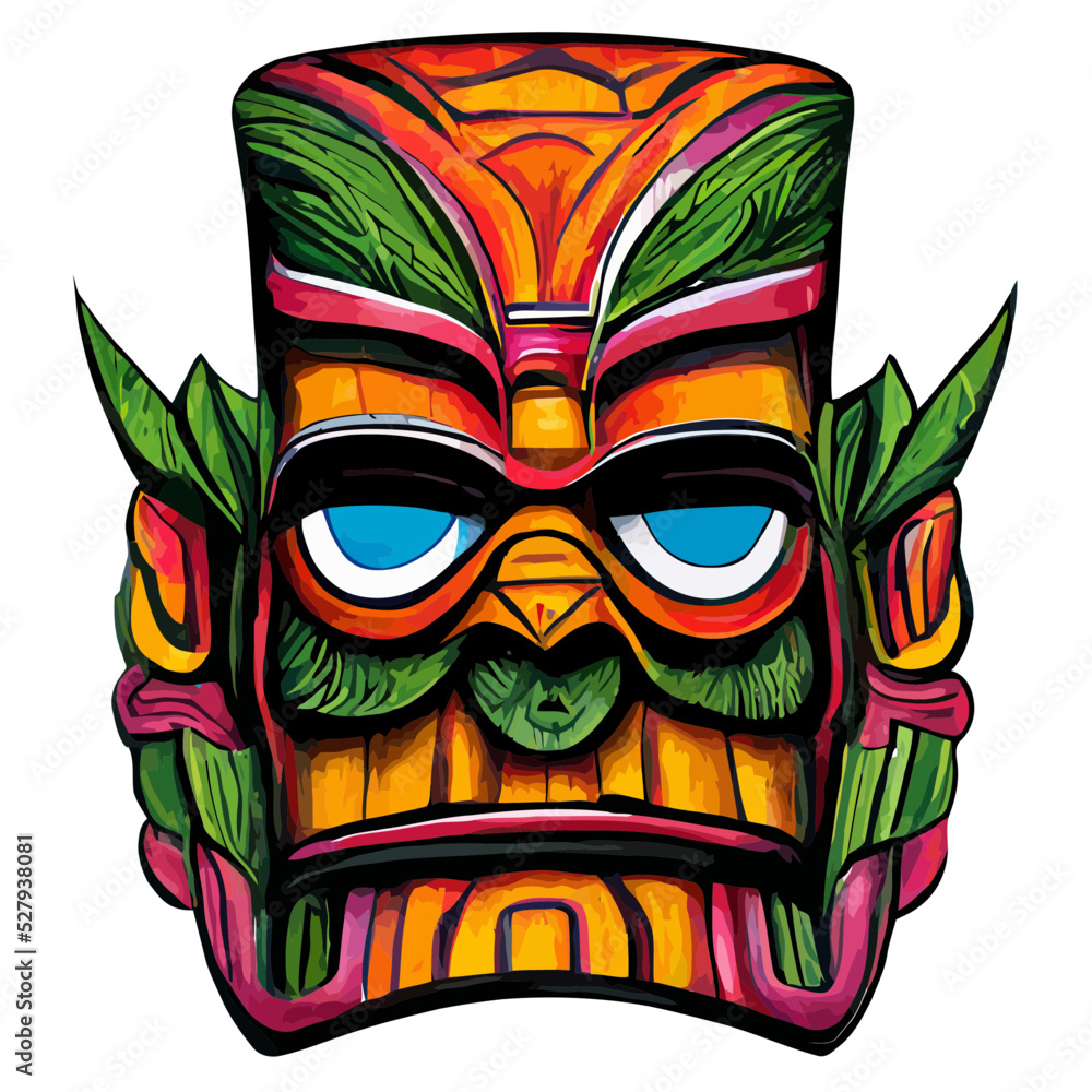 Tiki Mask, Tribal Mask, Ancient Carving, Voodoo Mask Stock-Vektorgrafik |  Adobe Stock