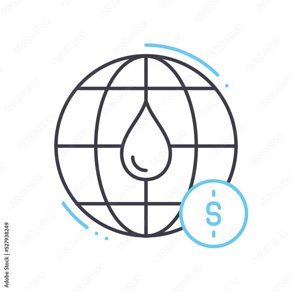 oil globalization line icon, outline symbol, vector illustration, concept sign oil globalization line icon, outline symbol, vector illustration, concept sign