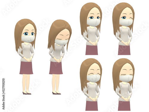 [Greeting] Caucasian Woman knitwear straight hair oblique angle