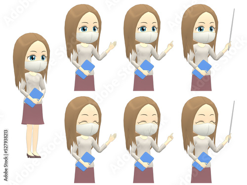 [Presentation B] Caucasian Woman knitwear straight hair oblique angle