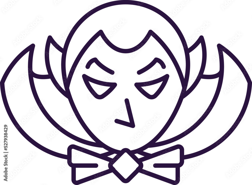 Vector line icon of vampire as symbol of Halloween. Outline sign for web sites, apps, adverts, stores. Modern minimalistic monochrome isolated image and editable stroke Vector line icon of vampire as symbol of Halloween. Outline sign for web sites, apps, adverts, stores. Modern minimalistic monochrome isolated image and editable stroke