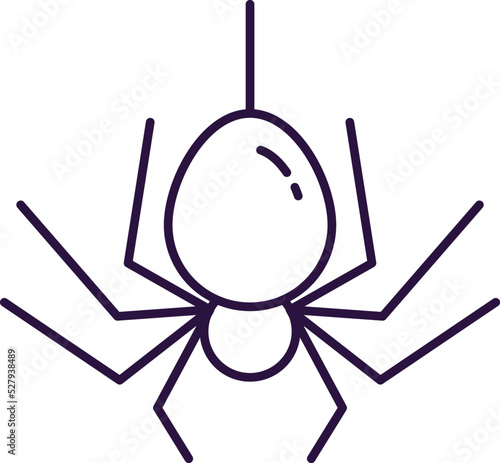 Vector line icon of spider as symbol of Halloween. Outline sign for web sites, apps, adverts, stores. Modern minimalistic monochrome isolated image and editable stroke