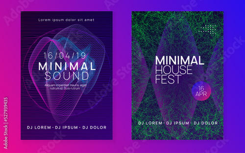 Electro event neon flyer. Trance dance music. Electronic sound. Club fest poster. Techno dj party.