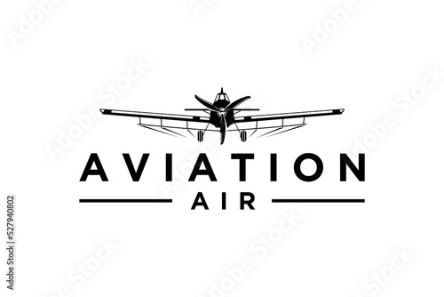 Agricultural aircraft logo design modern farming technology sprayer pesticide plane mountain