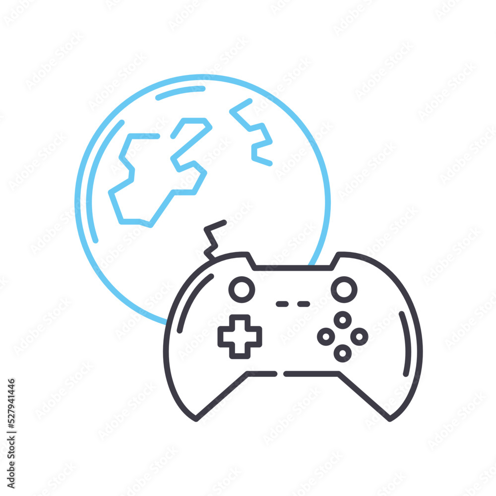 online game line icon, outline symbol, vector illustration, concept sign online game line icon, outline symbol, vector illustration, concept sign