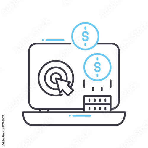 pay per click marketing line icon, outline symbol, vector illustration, concept sign