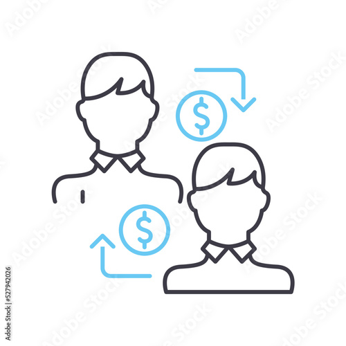 peer to peer lending line icon, outline symbol, vector illustration, concept sign