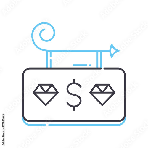 pawn shop sign line icon, outline symbol, vector illustration, concept sign
