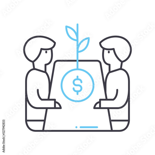 partnership business line icon, outline symbol, vector illustration, concept sign