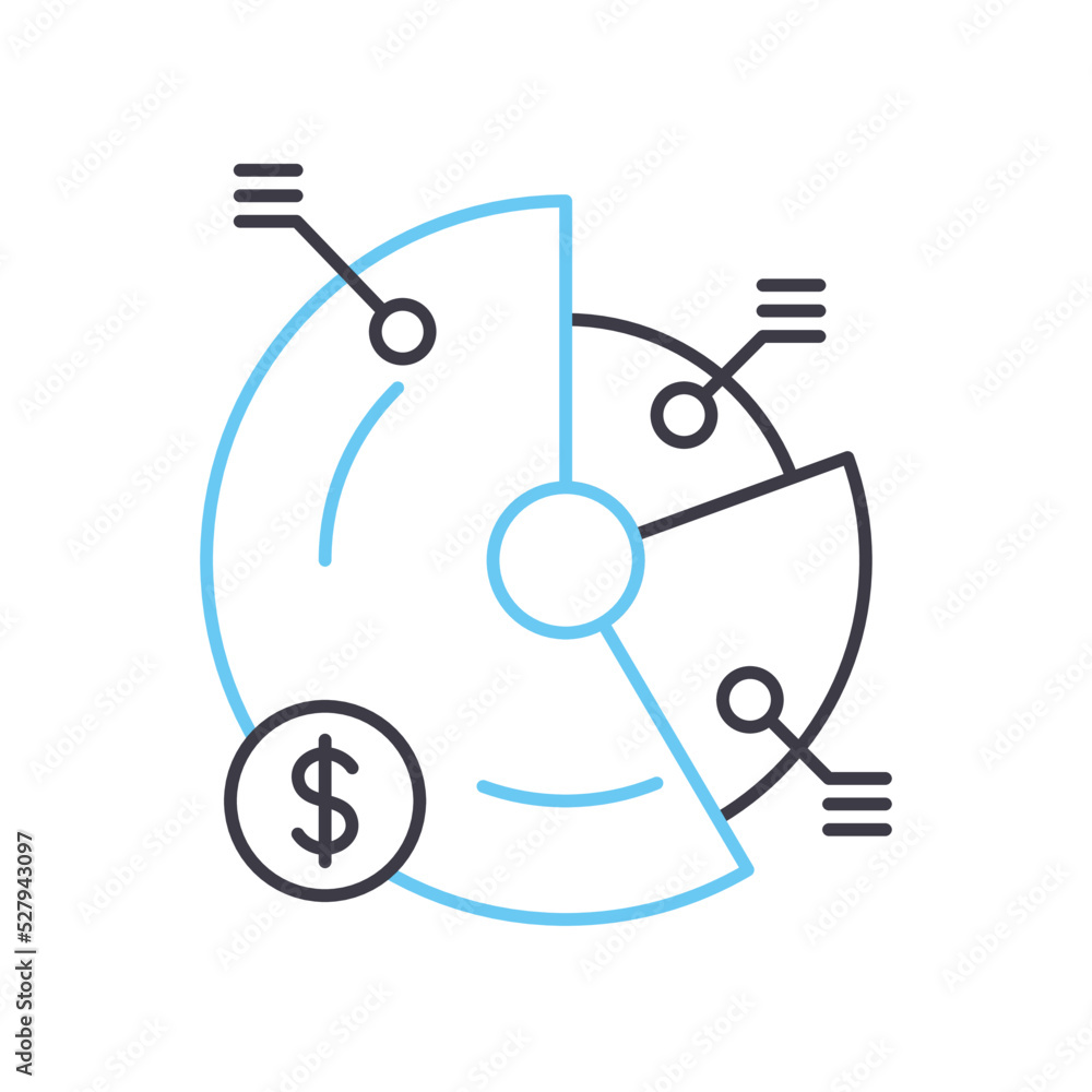 pie chart line icon, outline symbol, vector illustration, concept sign pie chart line icon, outline symbol, vector illustration, concept sign