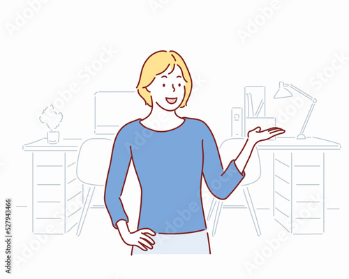 Workspace office with freelancer. Concept of working at home. Hand drawn style vector design illustrations. 