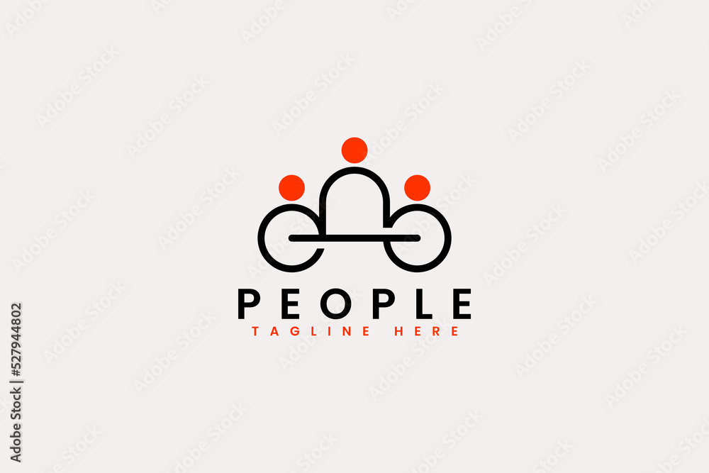 Obraz premium People teamwork logo vector icon illustration