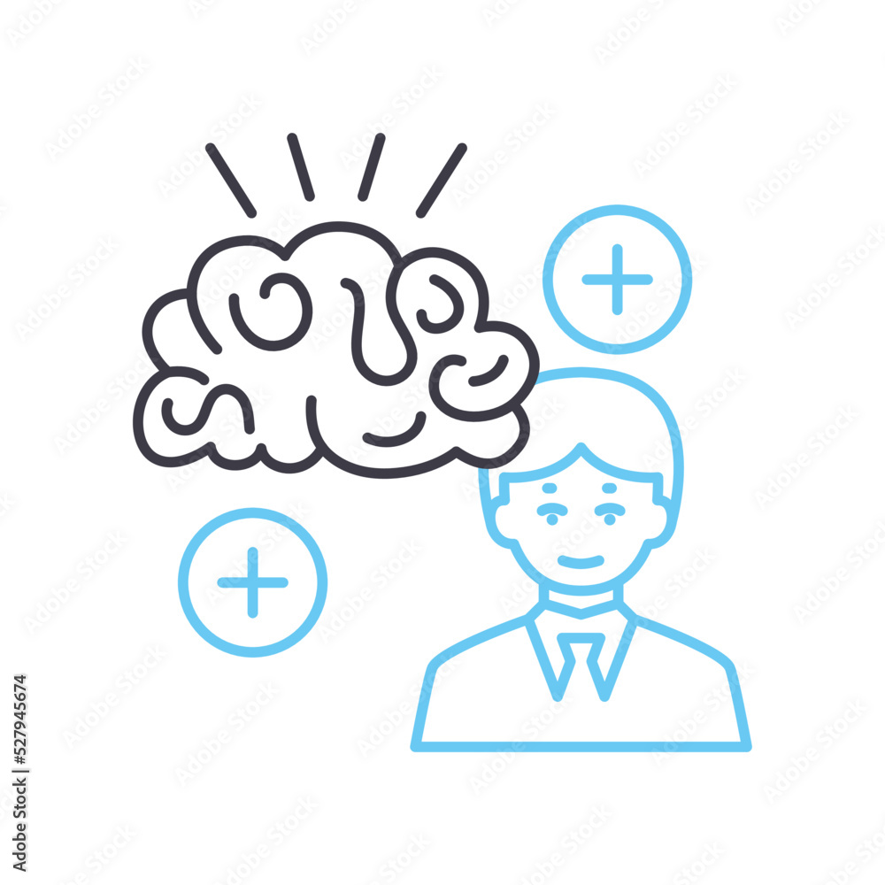 posotive thinking line icon, outline symbol, vector illustration, concept sign posotive thinking line icon, outline symbol, vector illustration, concept sign