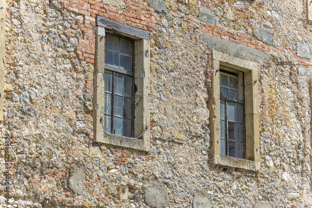 Old medieval windows on the wall of the Old Castle and town Ozalj