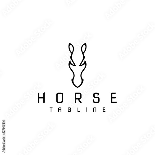 modern and simple horse on front view logo design