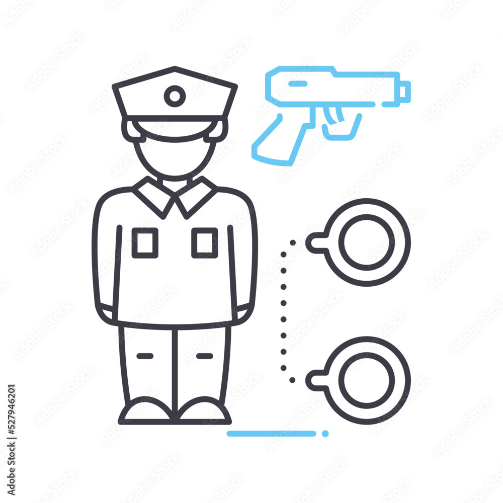 policeman occupation line icon, outline symbol, vector illustration, concept sign
