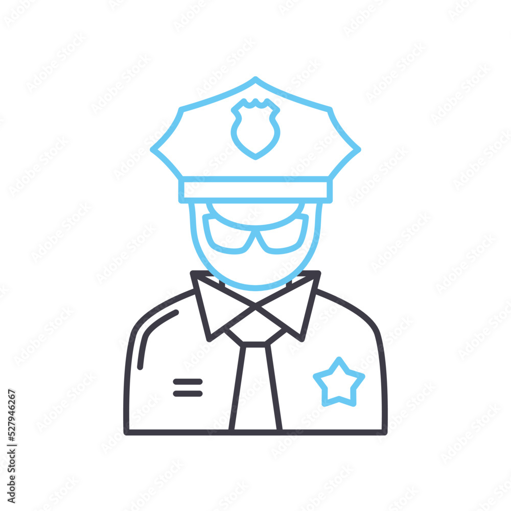 policeman line icon, outline symbol, vector illustration, concept sign policeman line icon, outline symbol, vector illustration, concept sign