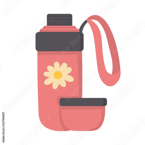Doodle clipart. Camping thermos for hot drinks. All objects are repainted.