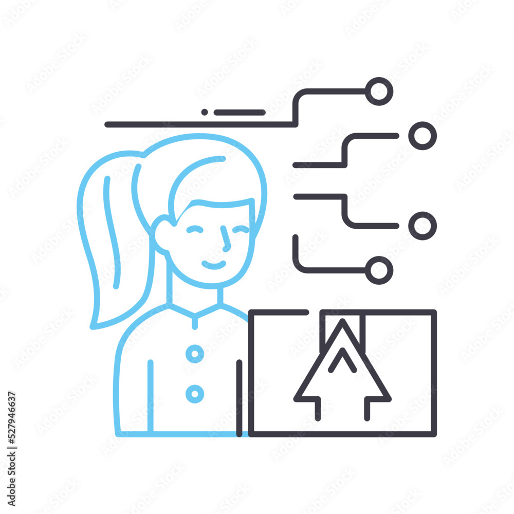 planning process line icon, outline symbol, vector illustration, concept sign