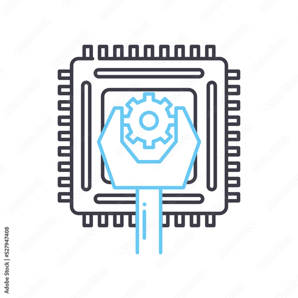 processor line icon, outline symbol, vector illustration, concept sign