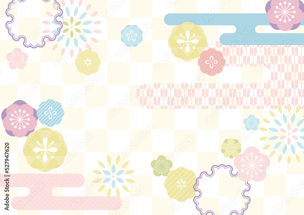 colorful background with japanese traditional patterns